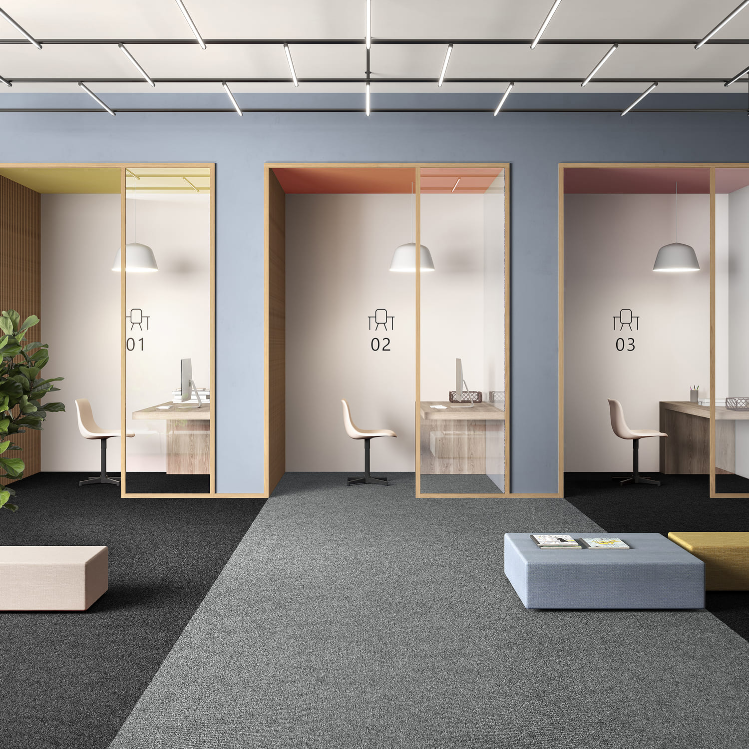 Ковровая плитка Associated Weavers Medusa Tile цвет 90 Quartz 500×500×5,4 фото в интерьере